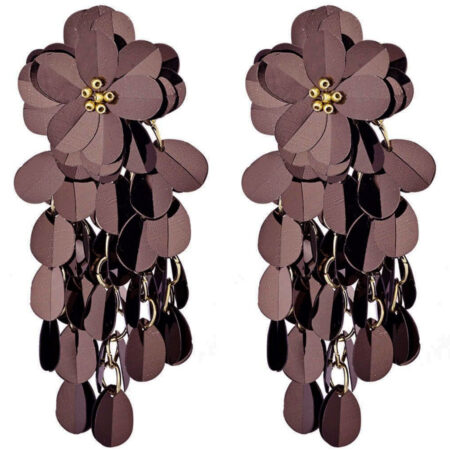 Oorbellen Bloemen Pailletten Bruin
