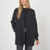 Open front merinowollen vest met ribstructuur