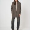 Open front merinowollen vest met ribstructuur
