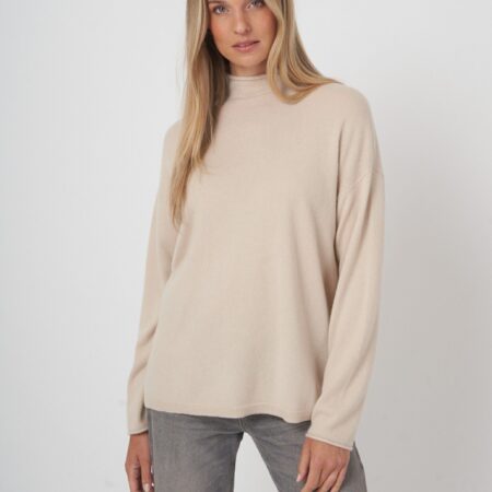 Organische kasjmier pullover met opstaande kraag
