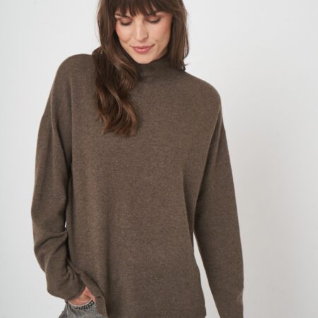 Organische kasjmier pullover met opstaande kraag