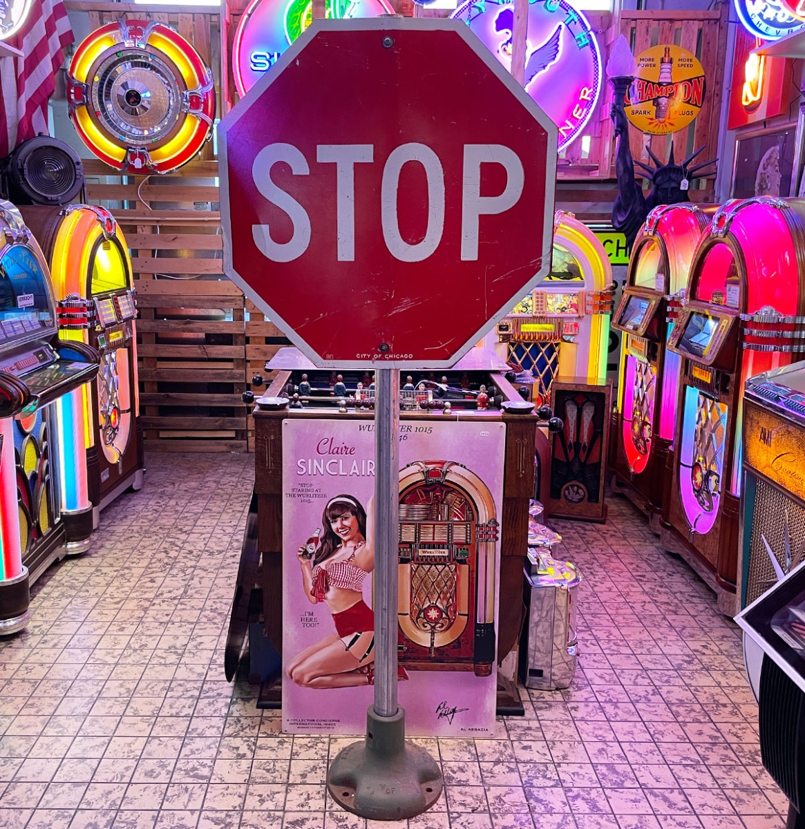 Origineel City of Chicago STOP-bord - Dubbelzijdig op Originele Paal & Voet - 190 cm | The Dutch Pickers
