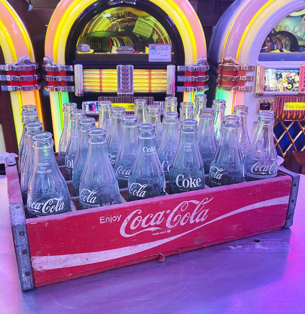 Origineel Coca-Cola Houten Krat met 24 Glazen Flesjes | Coca-Cola