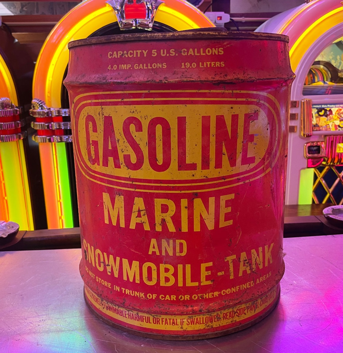 Origineel Vintage Gasoline Marine en Snowmobile Olieblik - USA | The Dutch Pickers