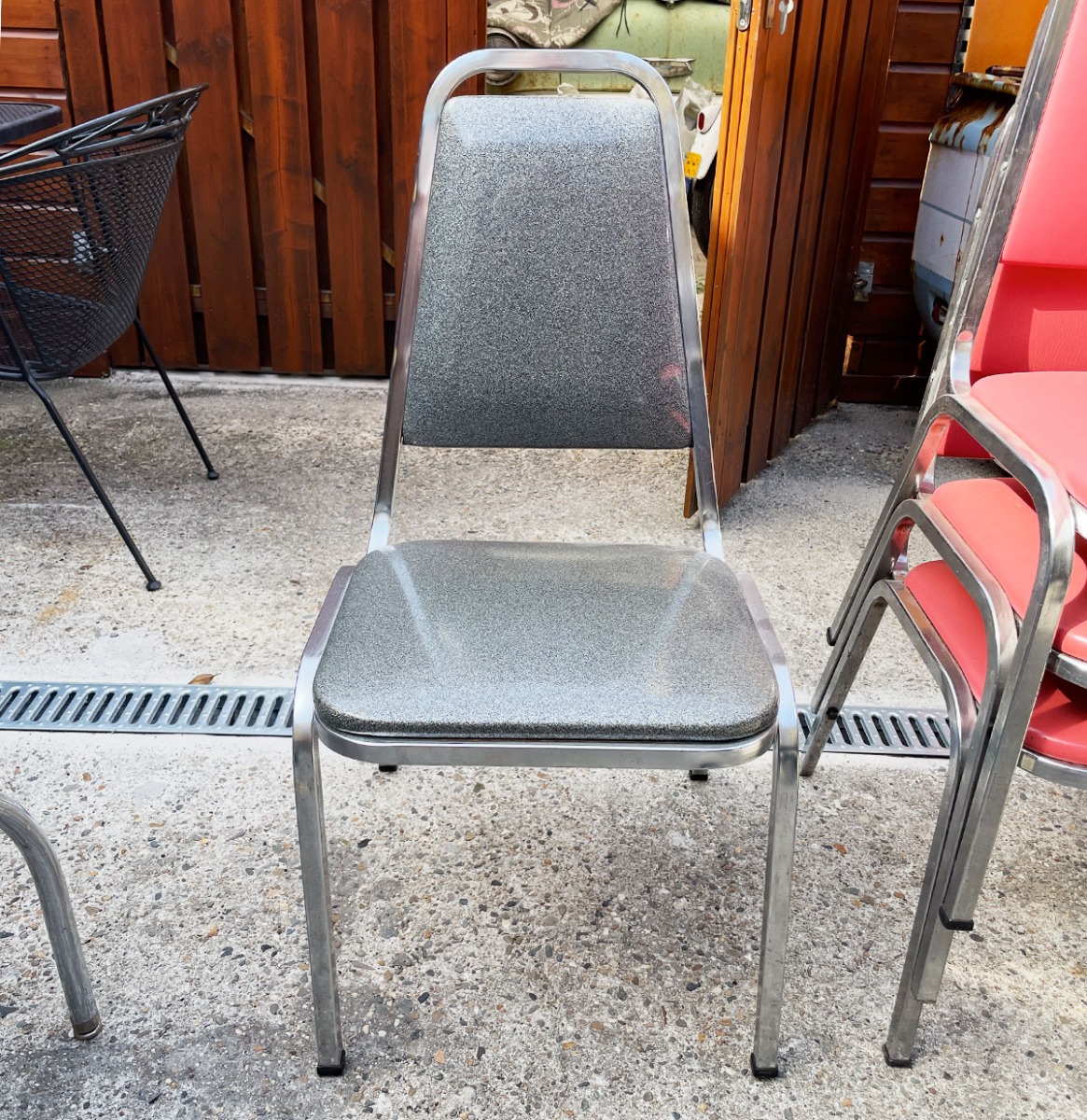 Originele Vintage Diner Stoel Glitter Grijs/Zilver | Fiftiesstore