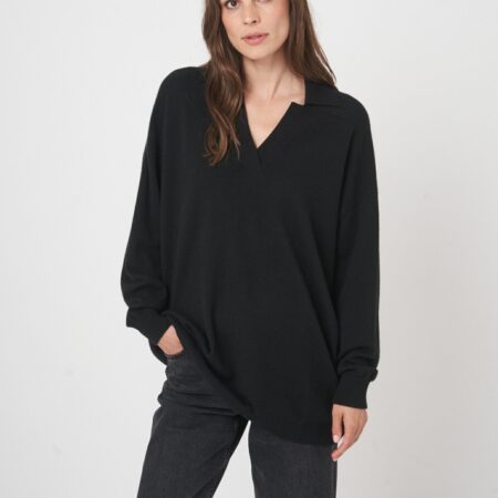 Oversized kasjmiermix trui met polokraag