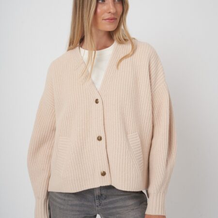 Oversized v-hals vest met functionele zakken