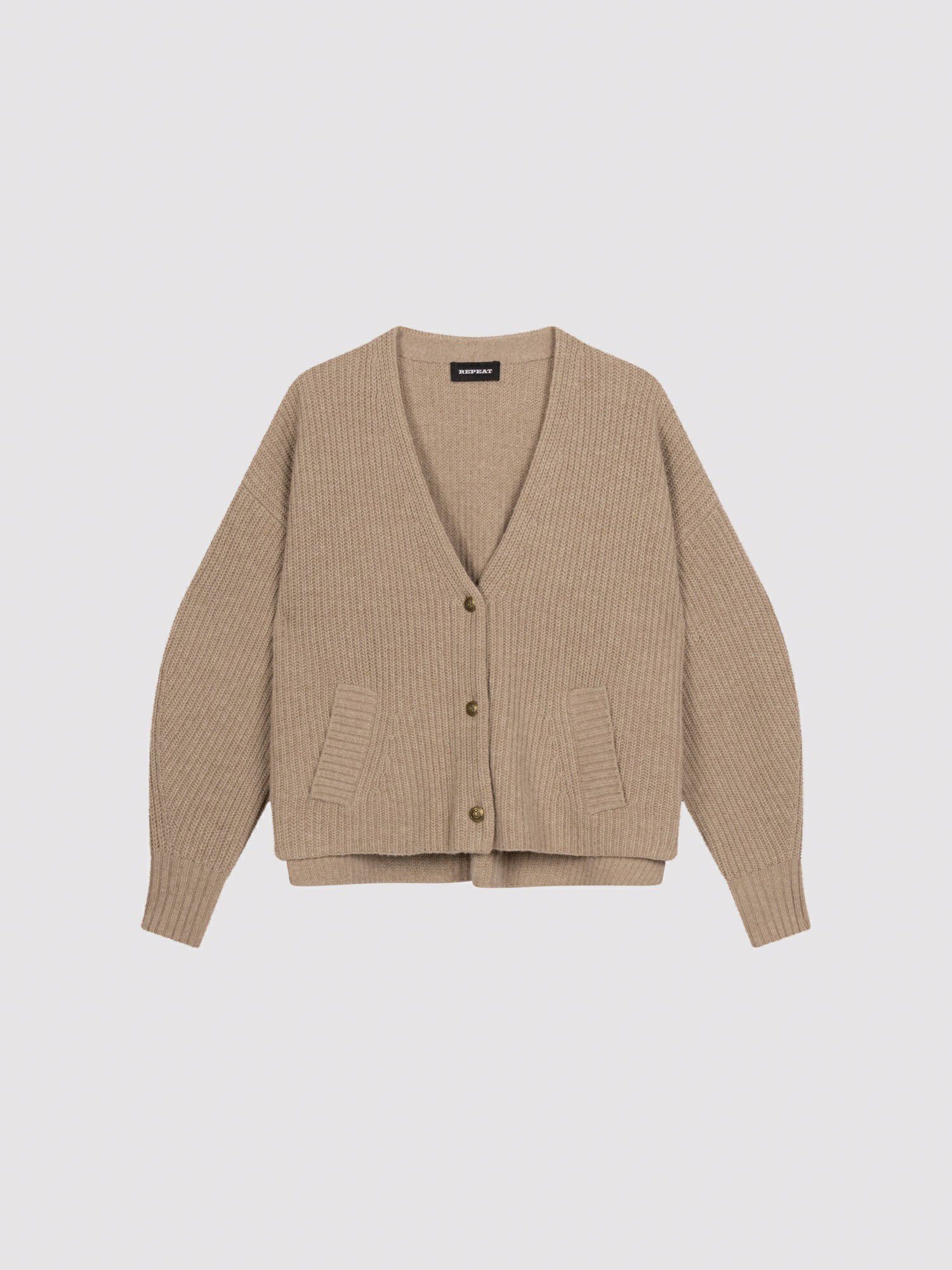 Oversized v-hals vest met functionele zakken