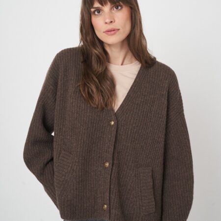Oversized v-hals vest met functionele zakken