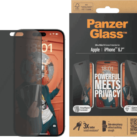 PanzerGlass Ultra-Wide Fit Apple iPhone 15 Plus Privacy Screenprotector Glas