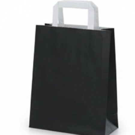 Papieren draagtas 22x10x28cm 50st zwart | Kassaplan
