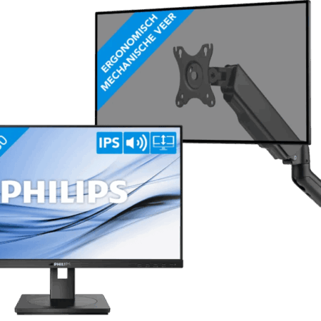 Philips 242B1G/00 + BlueBuilt Monitorarm Mechanische Veer voor 1 Monitor