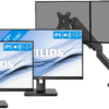 Philips 272B1G/00 Duo Pack + BlueBuilt Monitorarm Mechanische Veer voor 2 Monitoren