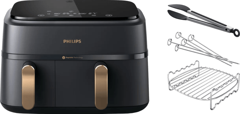 Philips 3000 series Dual Basket NA352/00 + Dubbellaagse kookset