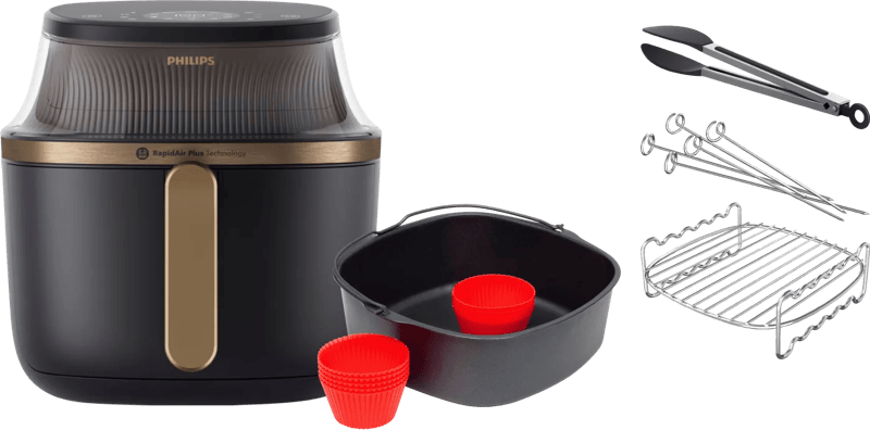 Philips Airfryer XL 3000 Serie NA332/00 + Dubbellaagse kookset + Bakmeesterset