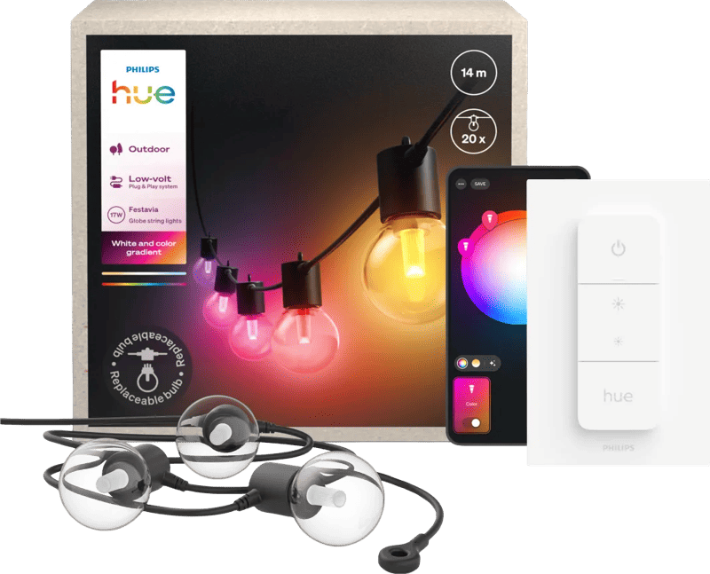 Philips Hue Festavia Globe Lichtsnoer - 14 meter + Dimmer