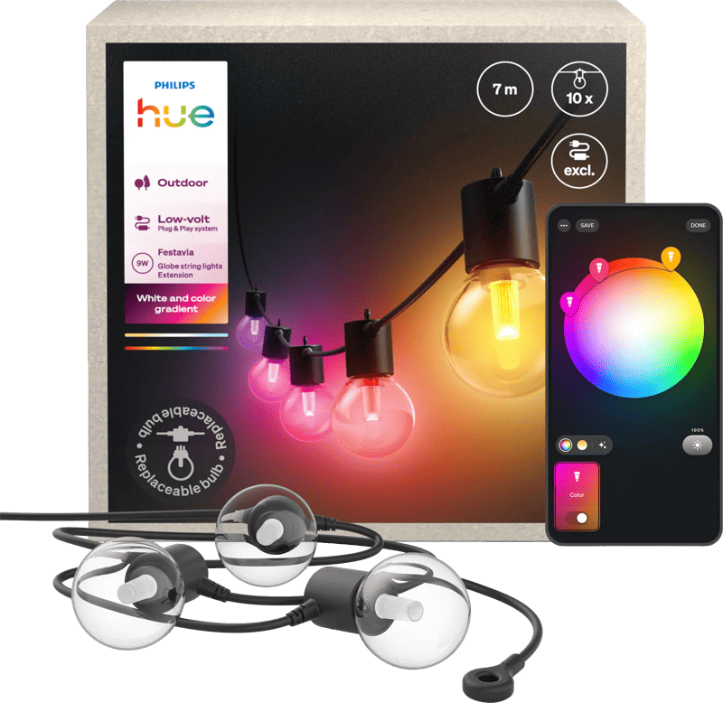 Philips Hue Festavia Globe Lichtsnoer - 7 meter - 10 lampen - Uitbreiding