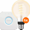 Philips Hue Filament White Ambiance Globe 6-Pack + Bridge