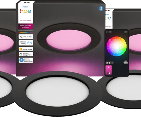 Philips Hue Inbouwspot Slim 3-Pack - White and Color - 170mm - Zwart