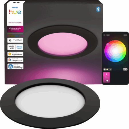 Philips Hue Inbouwspot Slim - White and Color - 170mm - Zwart