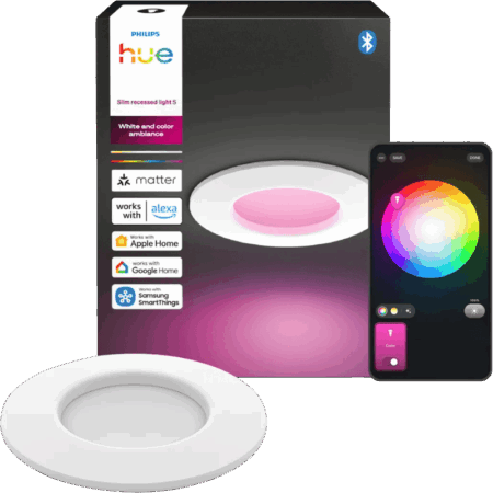 Philips Hue Inbouwspot Slim - White and Color - 90mm - Wit