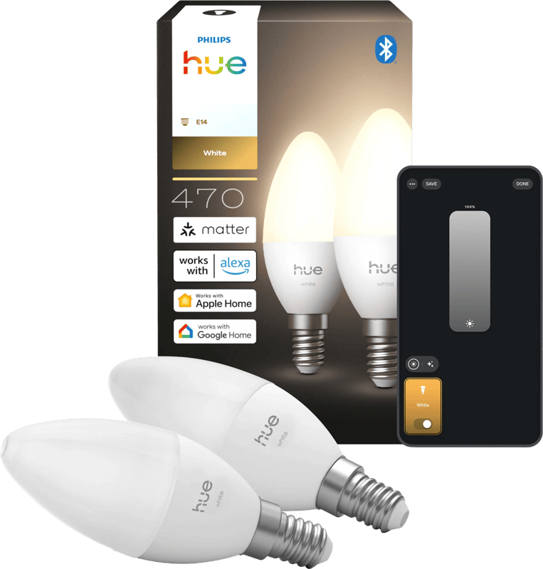 Philips Hue Kaarslamp White E14 Duo Pack