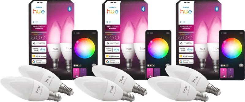Philips Hue Kaarslamp White and Color E14 6-Pack