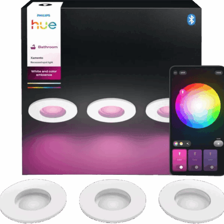 Philips Hue Xamento badkamerinbouwspot White and Color Wit 3-pack