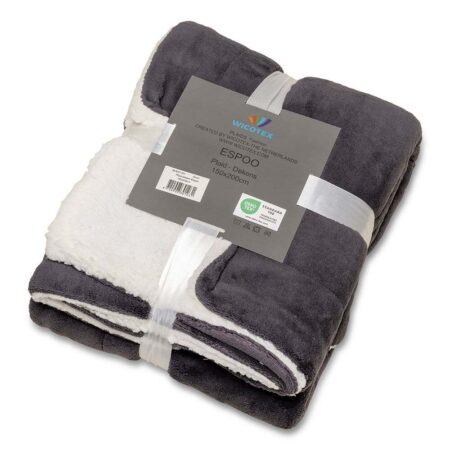 Plaid-deken Espoo zwart Coral fleece met zachte binnenzijde van sherpa 150x200cm