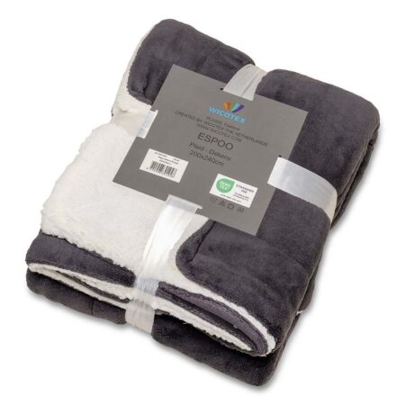 Plaid-deken Espoo zwart Coral fleece met zachte binnenzijde van sherpa 200x240