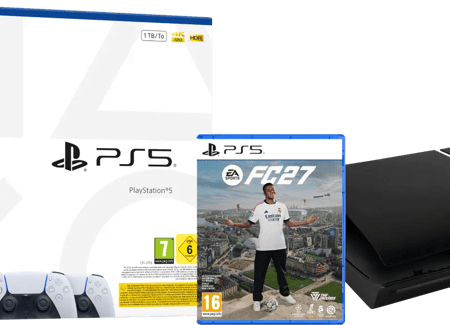 PlayStation 5 Slim Disc Edition + FC 27 + Covers Zwart + Extra Controller Wit