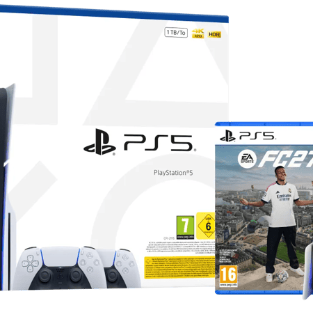 PlayStation 5 Slim Disc Edition + FC 27 + Extra Controller Wit + Oplaadstation
