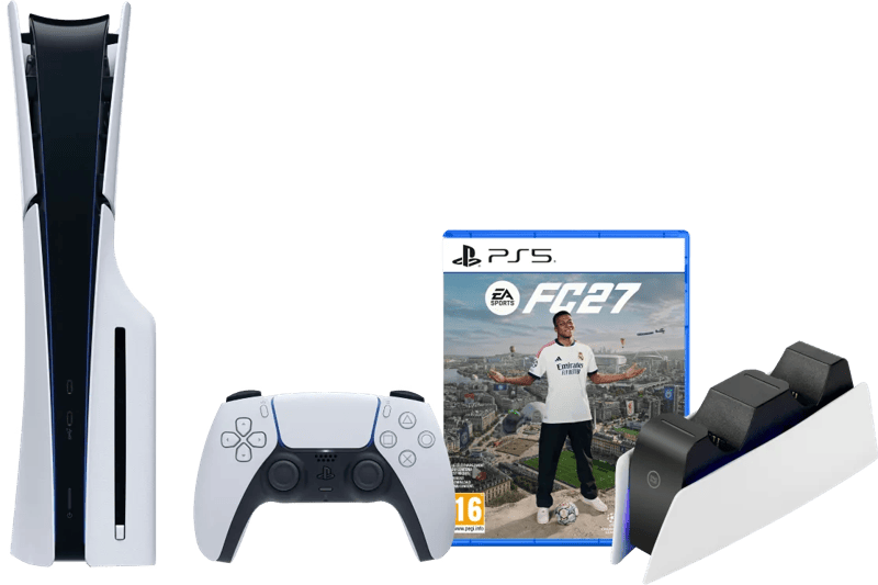 PlayStation 5 Slim Disc Edition + FC 27 + Oplaadstation