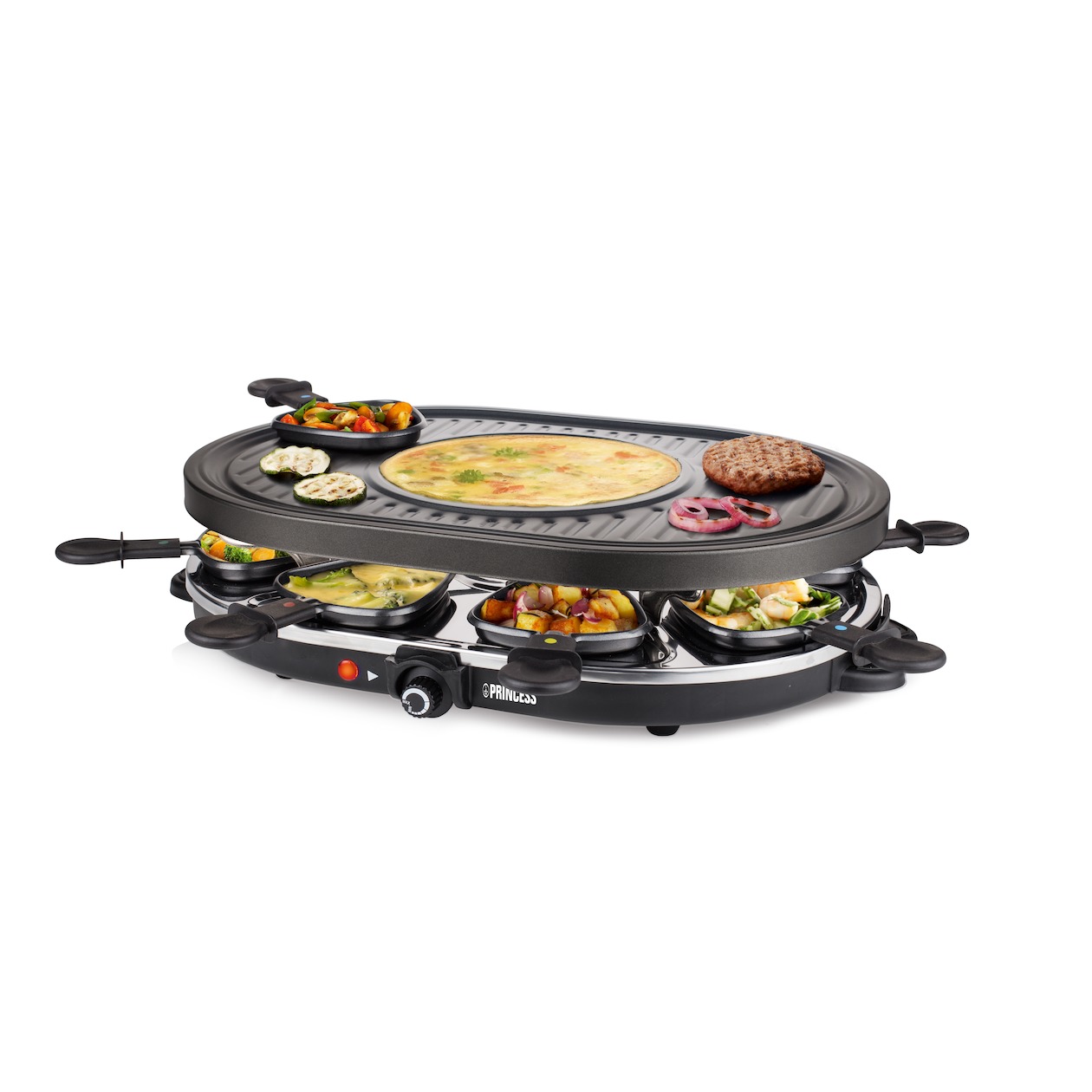 Princess Raclette 8 Oval Grill Party 162700 Racletteset Zwart | Princess