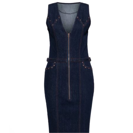 Queen Kerosin Ruby Pencil Dress Denim Dark Blue-XL | Queen Kerosin