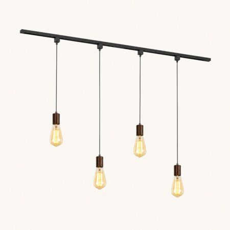 Railverlichting Pakket - Recht - 2x 1 m rail - 4 hanglampen - Incl. 2700K E27 - Warm wit - IP20 - Modulair - 230V - Avaro brons | LUSENZ