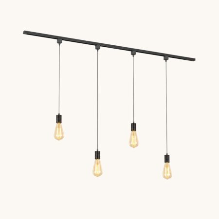 Railverlichting Pakket - Recht - 2x 1 m rail - 4 hanglampen - Incl. 2700K E27 - Warm wit - IP20 - Modulair - 230V - Avaro zwart | LUSENZ
