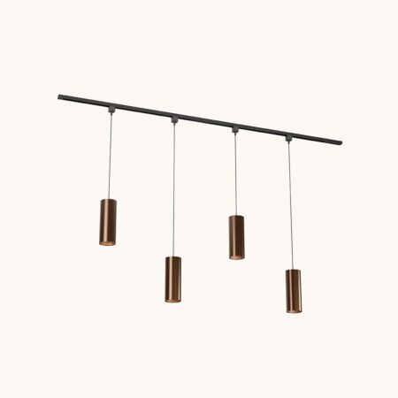 Railverlichting Pakket - Recht - 2x 1 m rail - 4 hanglampen - Incl. 2700K GU10 - IP20 - Modulair - 230V - Belano(L) - Brons | LUSENZ