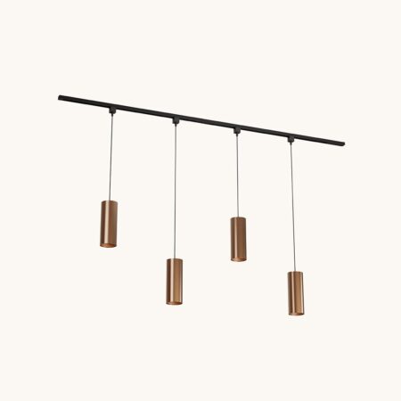 Railverlichting Pakket - Recht - 2x 1 m rail - 4 hanglampen - Incl. 2700K GU10 - IP20 - Modulair - 230V - Belano(L) - Bruin | LUSENZ