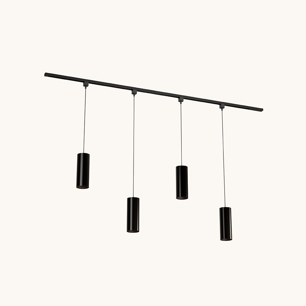 Railverlichting Pakket - Recht - 2x 1 m rail - 4 hanglampen - Incl. 2700K GU10 - IP20 - Modulair - 230V - Belano(L) - Zwart | LUSENZ