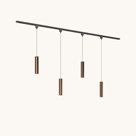 Railverlichting Pakket - Recht - 2x 1 m rail - 4 hanglampen - Incl. 2700K GU10 - IP20 - Modulair - 230V - Belano(M) - Brons | LUSENZ