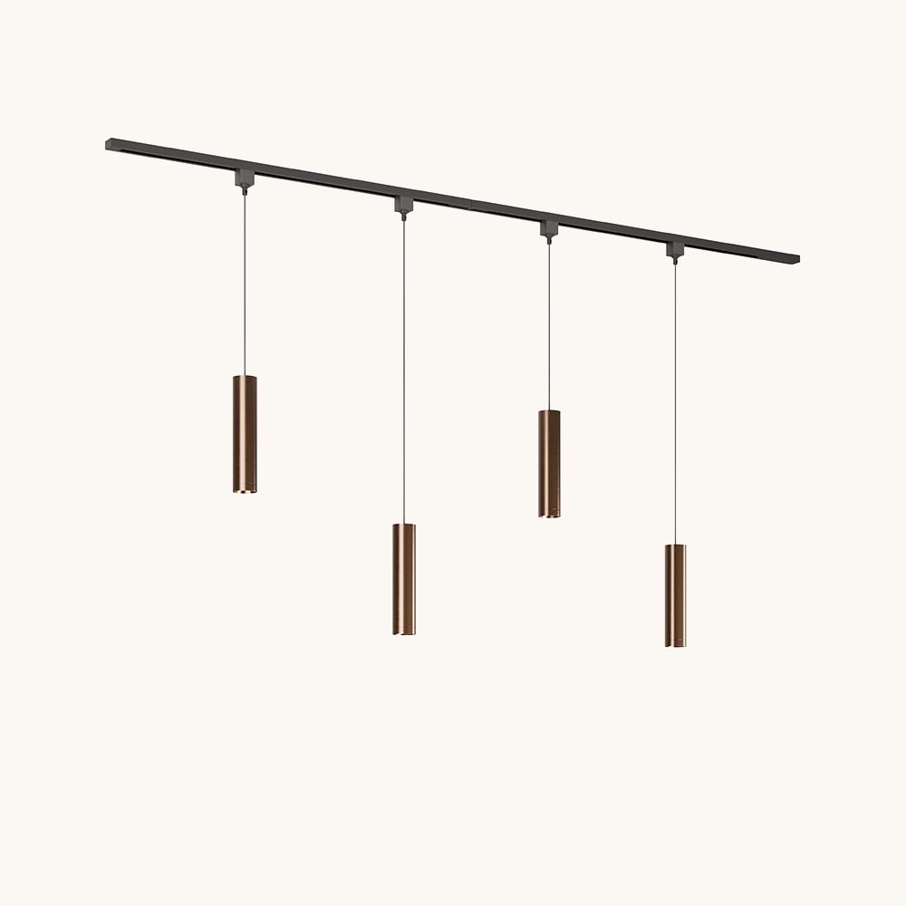 Railverlichting Pakket - Recht - 2x 1 m rail - 4 hanglampen - Incl. 2700K GU10 - IP20 - Modulair - 230V - Belano(M) - Brons | LUSENZ