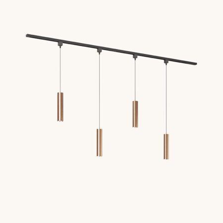 Railverlichting Pakket - Recht - 2x 1 m rail - 4 hanglampen - Incl. 2700K GU10 - IP20 - Modulair - 230V - Belano(M) - Bruin | LUSENZ