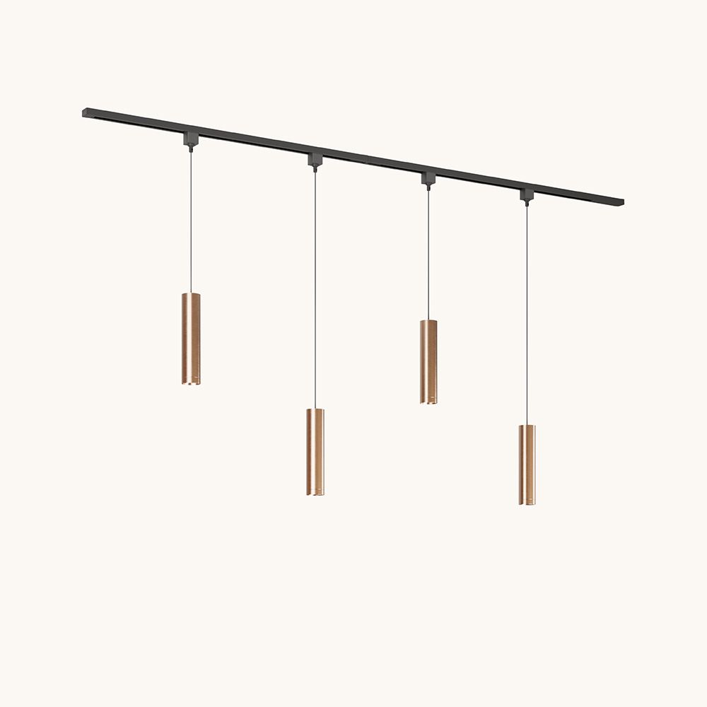 Railverlichting Pakket - Recht - 2x 1 m rail - 4 hanglampen - Incl. 2700K GU10 - IP20 - Modulair - 230V - Belano(M) - Bruin | LUSENZ