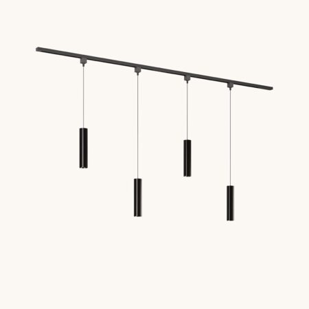 Railverlichting Pakket - Recht - 2x 1 m rail - 4 hanglampen - Incl. 2700K GU10 - IP20 - Modulair - 230V - Belano(M) - Zwart | LUSENZ
