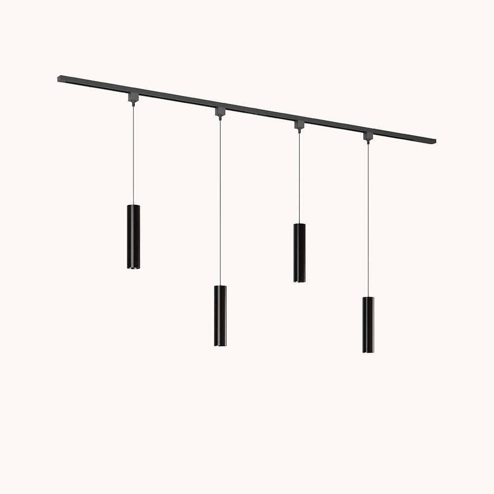 Railverlichting Pakket - Recht - 2x 1 m rail - 4 hanglampen - Incl. 2700K GU10 - IP20 - Modulair - 230V - Belano(M) - Zwart | LUSENZ