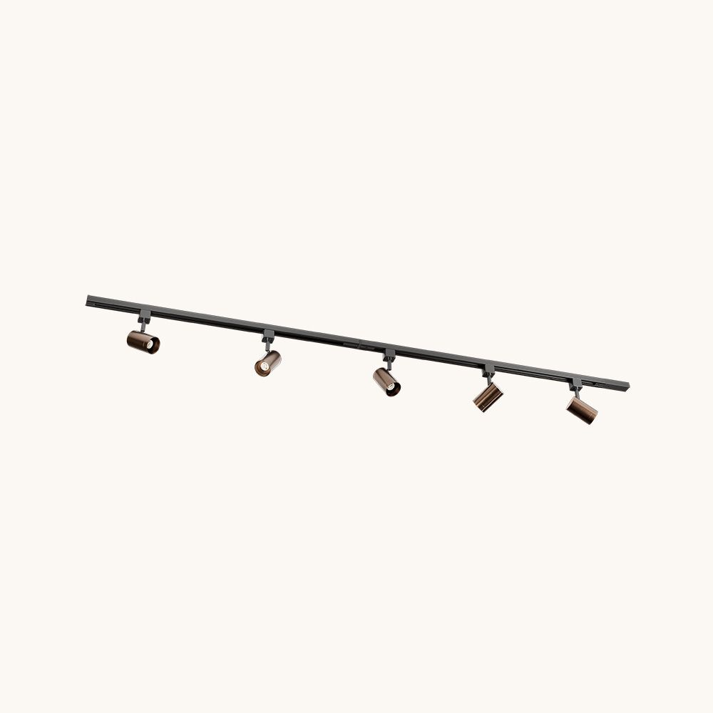 Railverlichting Pakket - Recht - 2x 1 m rail - 5 railspots - Brons - Excl. Lichtbron - IP20 - Modulair - 230V - Beloria | LUSENZ