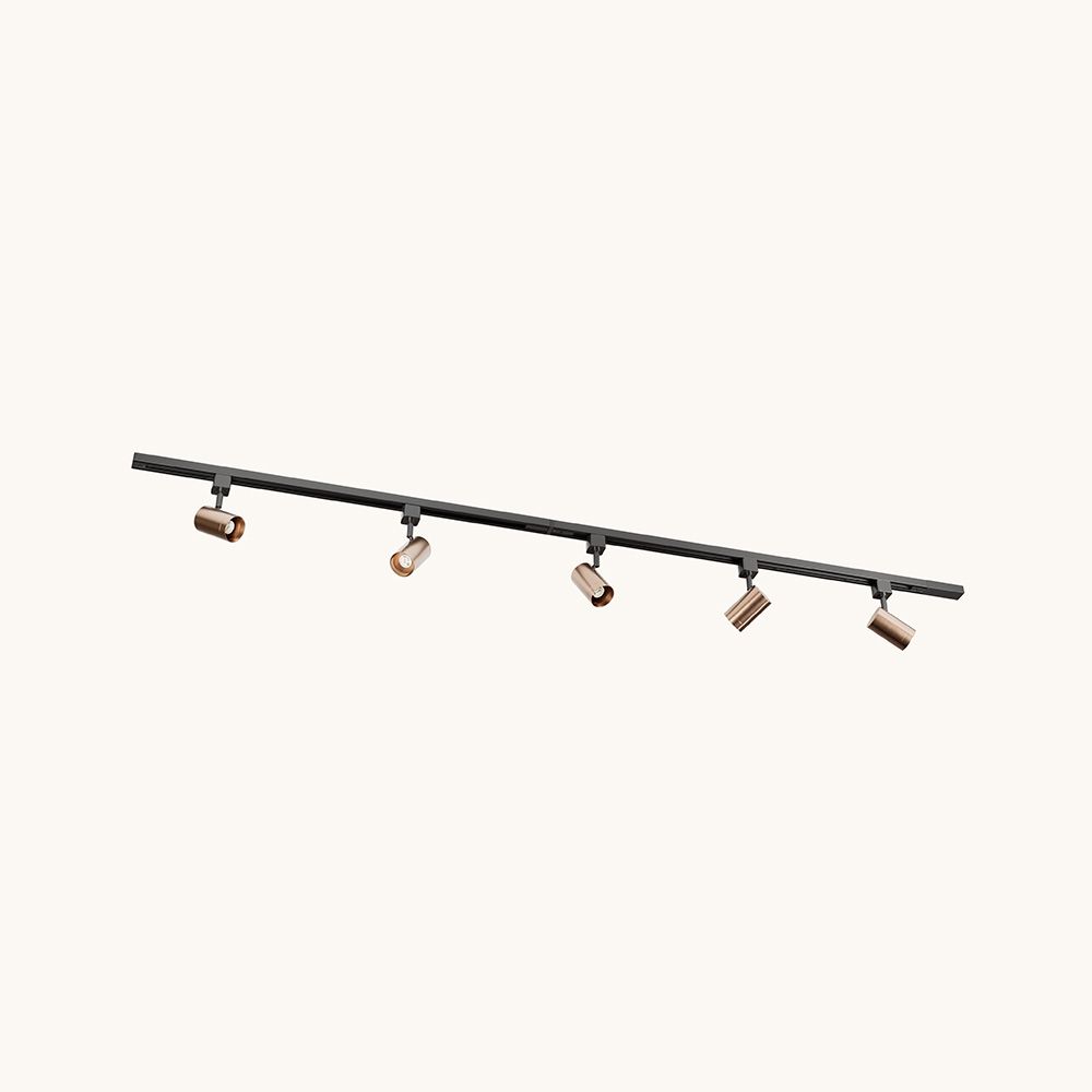 Railverlichting Pakket - Recht - 2x 1 m rail - 5 railspots - Bruin - Excl. Lichtbron - IP20 - Modulair - 230V - Beloria | LUSENZ