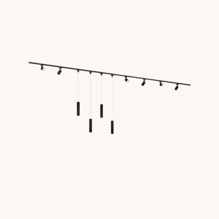 Railverlichting Pakket - Recht - 4x 1 m rail - 6 railspots - 4 hanglampen - Incl. 2700K GU10 - IP20 - Modulair - 230V - Taros/Belano(M) - Zwart | LUSENZ