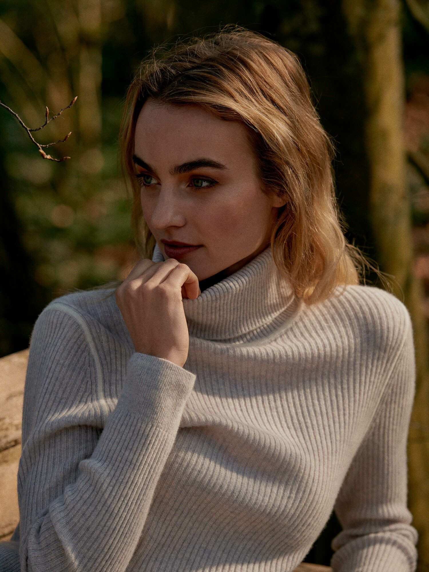 Ribgebreide coltrui van biologische cashmere